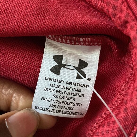 Under Armour Red Semi-Fitted Cold Gear Quarter Zip Compression Pullover SIZE L - Picture 4 of 5